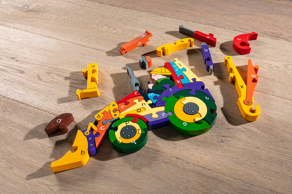 Alphabet Backhoe Jigsaw Pieces