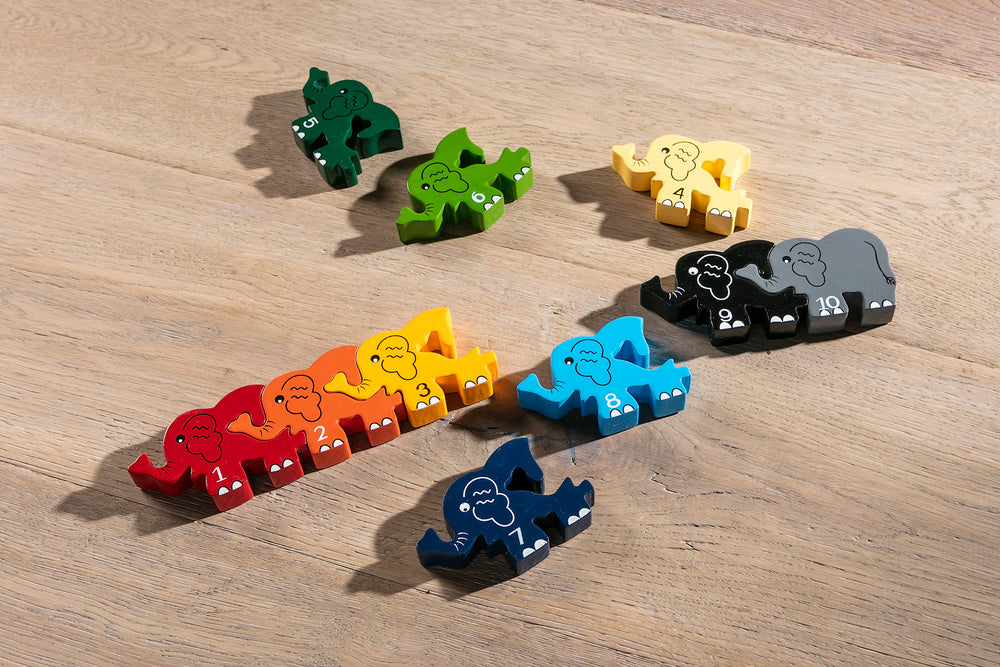 Number Elephant Row Jigsaw Pieces