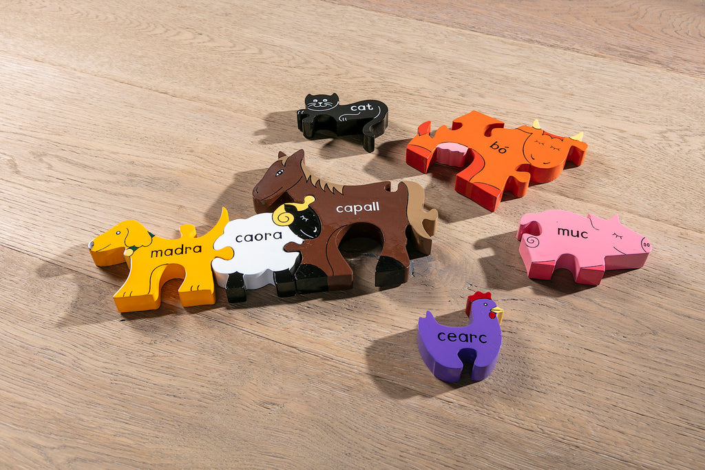 Farm Animals in Irish Jigsaw Pieces