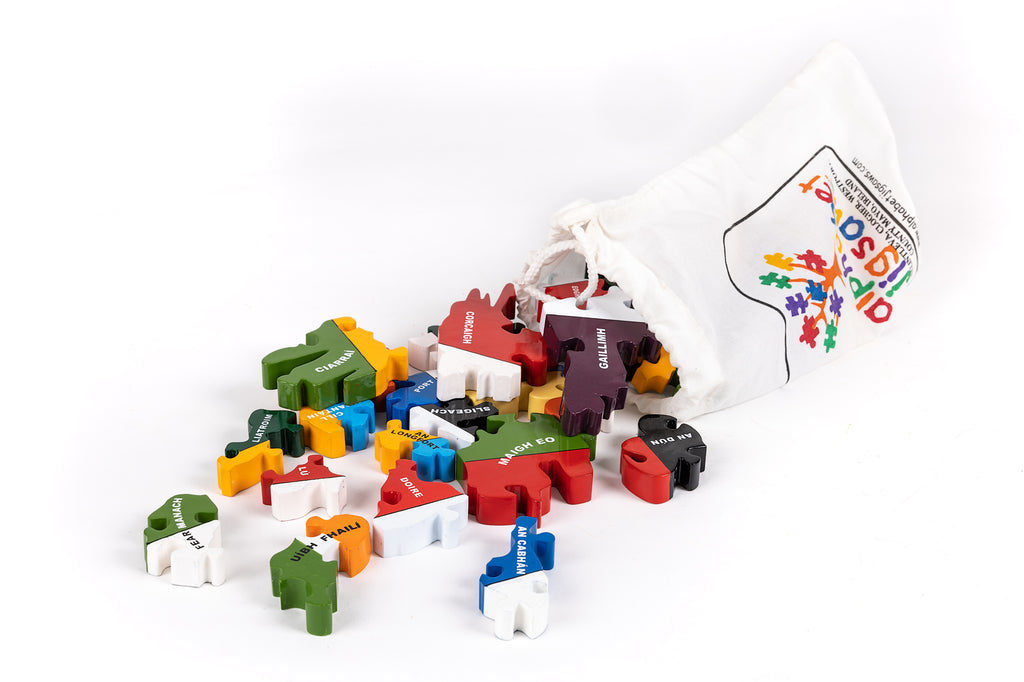 Map of Ireland County Colours Jigsaw Puzzle (As Gaeilge)