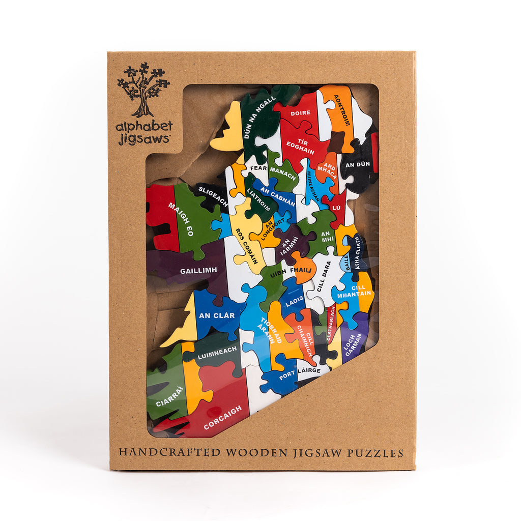 Map of Ireland County Colours Jigsaw Puzzle (As Gaeilge)