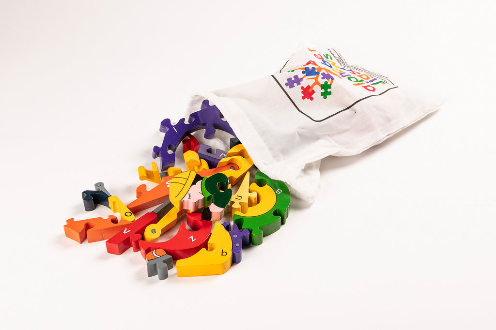 Alphabet Backhoe Jigsaw Puzzle Bag