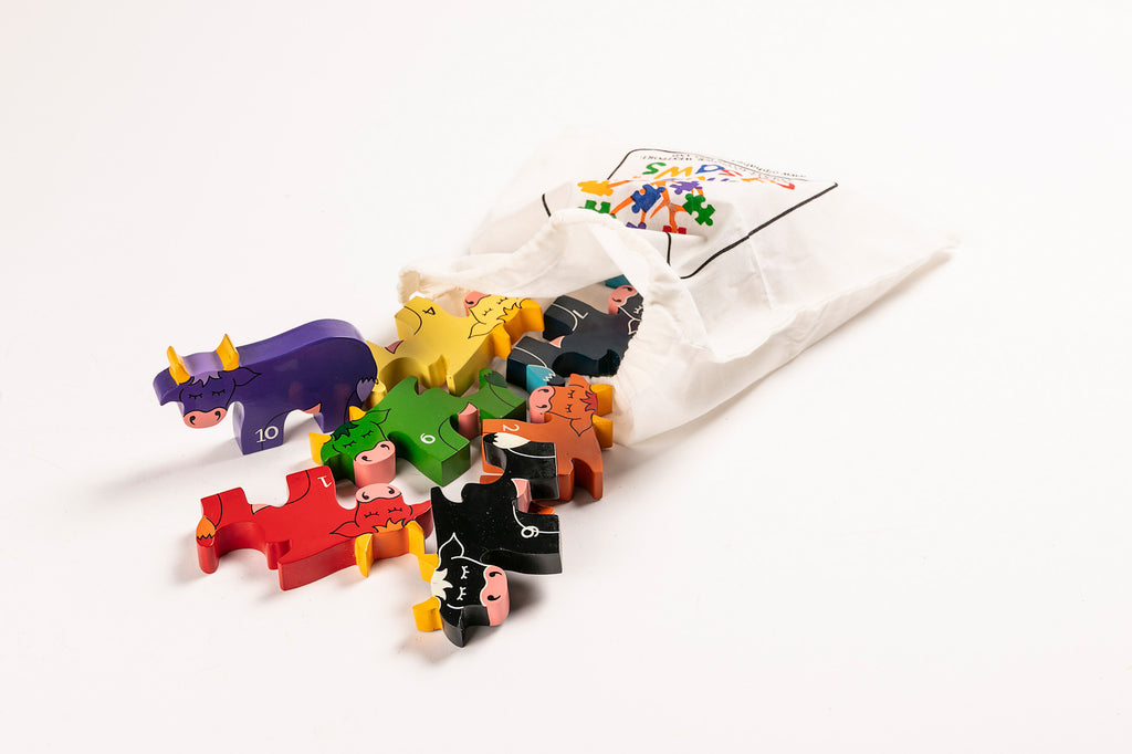 Number Cow Row Jigsaw Puzzle Bag