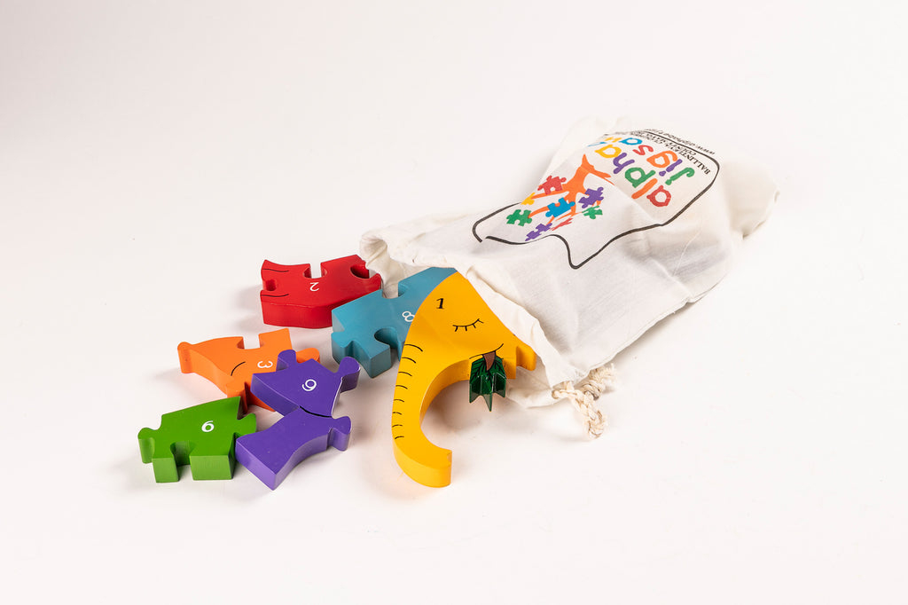 Number Elephant Jigsaw Puzzle Bag