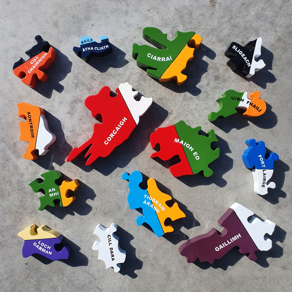 Map of Ireland County Colours Jigsaw Puzzle (As Gaeilge)