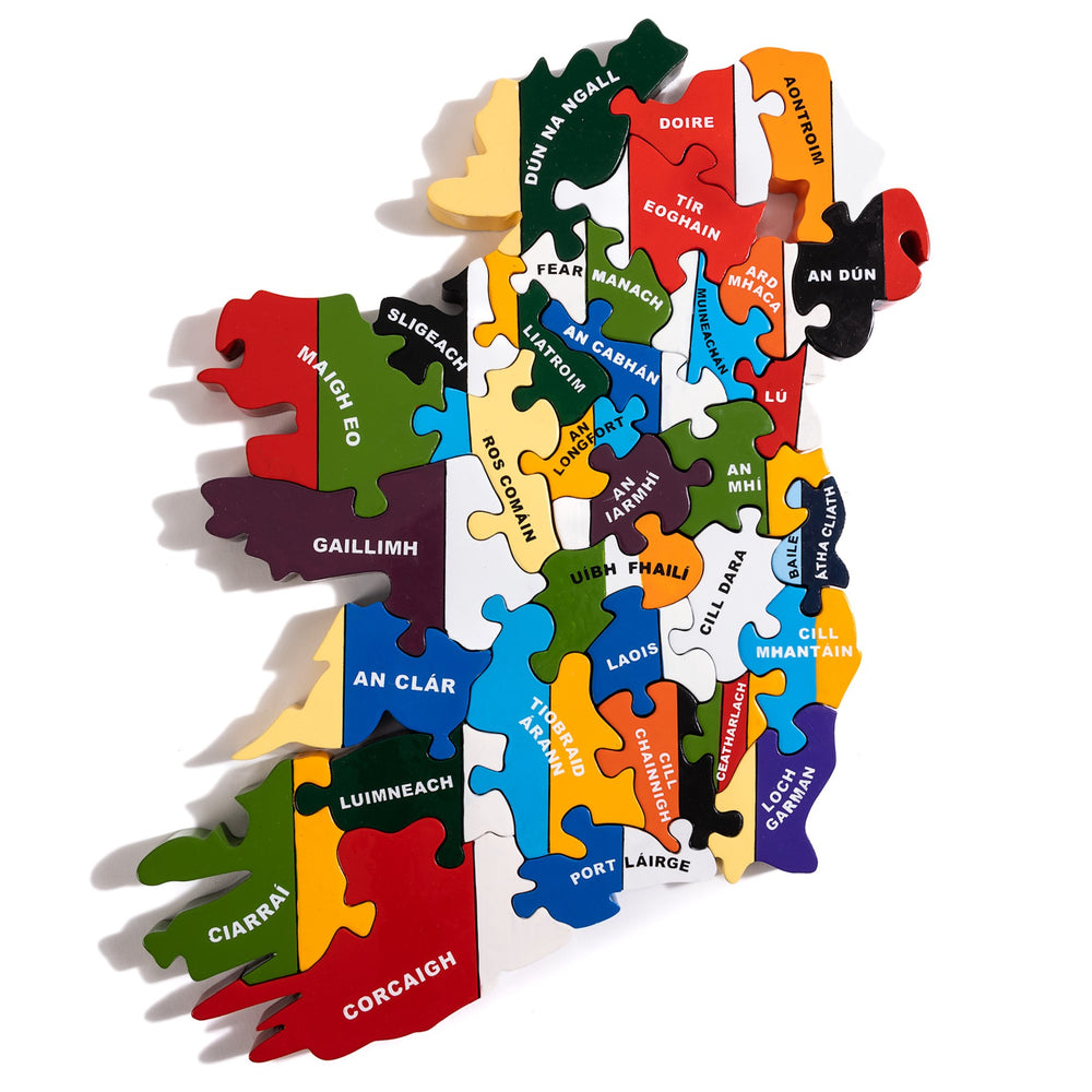 Map of Ireland County Colours Jigsaw Puzzle (As Gaeilge)